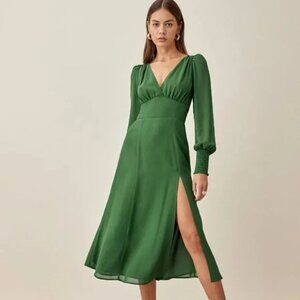 NWOT Reformation Lindero Dress in Kelly Green - Size 0